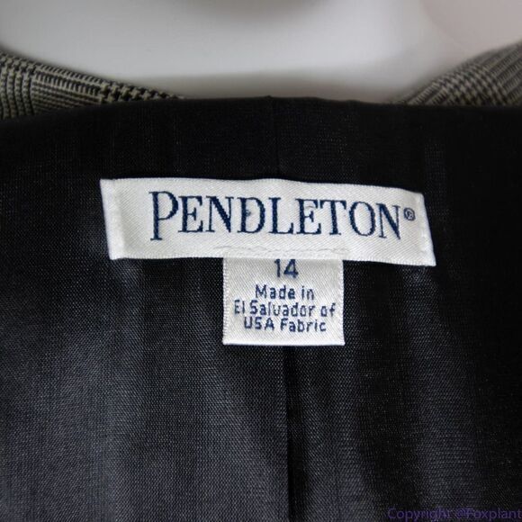 Pendleton women's 100% wool plaid windowpane blazer, size 14 - Picture 10 of 16